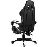 vidaXL racing stol z oporo za noge črno in belo umetno usnje | Shoptok.si