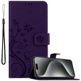 Cadorabo Ohišje, združljivo z Apple iPhone 15 PRO MAX in klasična temno modra - Zaščitni ovitek v cvetličnem dizajnu z magnetnim zapiranjem, stoječo funkcijo in režami za kartice, (20860433) | Shoptok.si