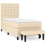  Okvir kreveta s oprugama i madrac krem 80x200 cm od tkanine | shoptok.hr