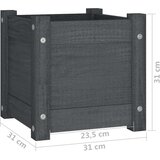  Vrtne sadilice 2 kom sive 31 x 31 x 31 cm od masivne borovine | shoptok.hr