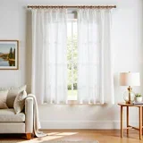 zavese lanenega videza z nabornim trakom – set 2, 140 × 175 cm