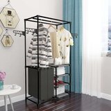 vidaXL Stojalo za oblačila jeklo in netkano blago 87x44x158 cm črno | Shoptok.si