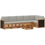 Set vanjskih sofa 6 kom. Prirodna i svjetlosiva Bijela | Shoptok.si