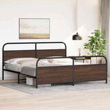 Metalni Kovinski posteljni okvir brez vzmetnice rjavi hrast 193x203 cm, (21609246) | Shoptok.si