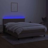  Box spring s madracem LED smeđesivi 140x200 cm tkanina | shoptok.hr