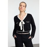 Trendyol Black Ribbon Detailed Knitwear Cardigan