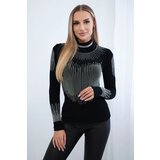 Kesi Knitted blouse with turtleneck and cubic zirconia motif black | Eponuda.ba