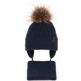AGBO Boy's winter set: hat and scarf navy blue Wiko with pompom | Shoptok.si