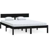 The Living Store Posteljni okvir črn iz trdne borovine 135x190 cm - Posteljni Okvir, (21526874) | Shoptok.si