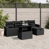  The Living Store Vrtna sedežna garnitura 6-delna z blazinami črna poli ratan - Vrtna Sedežna Garniture, (21460937) | Shoptok.si