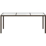  Vrtni stol smeđi 190x90x75 cm od kaljenog stakla i poliratana | shoptok.hr