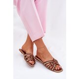 Boto Ladies Flat Slippers With Intertwined Straps Brown Acimine | shoptok.hr