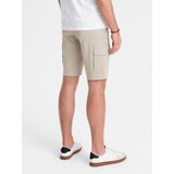 Ombre Men's monochromatic shorts with cargo pockets - beige | Eponuda.ba