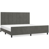 The Living Store Posteljni okvir z vzglavjem temno siv 200x200 cm žamet - Posteljni Okvir Z Vzglavjem, (21492352) | Shoptok.si