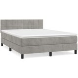 vidaXL Krevet s oprugama i madracem svjetlosivi 140x190 cm baršunasti | shoptok.hr