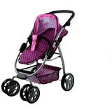 Kolica za lutku Alice 2u1 - roza s crnim točkicama | shoptok.hr