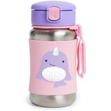 Skip Hop Zoo Straw Bottle steklenica za vodo iz nerjavnega jekla s slamico Narval 12 m+ 350 ml | Shoptok.si