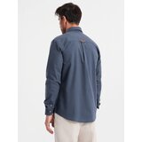 Ombre Men's linen shirt with classic collar and pockets REGULAR FIT - blue | shoptok.hr
