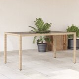  Vrtni stol sa staklenom pločom bež 150x90x75 cm poliratan | shoptok.hr