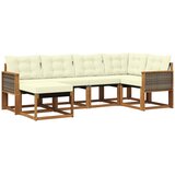 vidaXL Zunanja garnitura za sedenje z blazino 6 pcs Naravna in smetana, (5000272884) | Shoptok.si