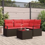  Sjedeća garnitura za vrt 5 kom. Smeđa i crvena poliratan 177 x 122 x 85 cm | shoptok.hr