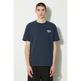 MAISON KITSUNÉ Pamučna majica Handwriting Comfort Tee Shirt za muškarce, boja: tamno plava, s aplikacijom, MM00126KJ0118
