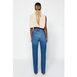 Trendyol Dark Blue High Waist Long Comfort Straight Jeans | Eponuda.ba