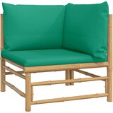 Maison Chic Vrtni kotni kavč - Zunanji kavč z zelenimi blazinami bambus, (22040989) | Shoptok.si