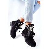 Kesi Suede Boots With Pearls And Ribbon Black Perla Cijene