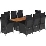  9-dijelni vrtni blagovaonski set s jastucima crni od poliratana | shoptok.hr