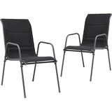 vidaXL Vrtni stoli 2 kosa jeklo in tekstil črne barve, (20658963) | Shoptok.si