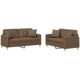  2-dijelni set sofa s jastucima smeđi od tkanine | shoptok.hr