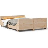 vidaXL Posteljni okvir z vzglavjem 140x200 cm trdna borovina Cene