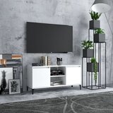 Maison Chic TV omarica - TV stojalo - Televizijska omarica s kovinskimi nogami bela 103,5x35x50 cm, (21700643) | Shoptok.si