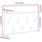  Vješalica za kapute na zidu s policom Bijelo 60 x 40 x 12 cm | shoptok.hr