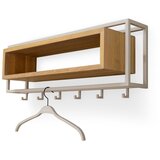 Spinder Design Stenski obešalnik iz masivnega hrasta v naravni barvi/sivorjav s polico 78 cm School – Cene