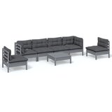  The Living Store Vrtna sedežna garnitura 7-delna z blazinami trdna borovina - Vrtna Sedežna Garnitura, (21445246) | Shoptok.si