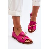 Zazoo 2660 Women's Leather Ballerina Flats Fuchsia Cene