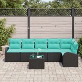  Sjedeća garnitura za vrt 7 kom. Crna i Tirkizna poliratan 289 x 124 x 85 cm | shoptok.hr
