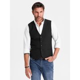 Ombre Elegant men's SLIM FIT herringbone vest - black | ePonuda.com