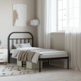  Metalni okvir za krevet s uzglavljem crni 90x200 cm | shoptok.hr