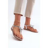 EVENTO Women's Flat Sandals With Decorative Flower Silver Edoni | Shoptok.si