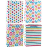 GIFT Bag Hearts Stars Dots Stripes Colored 23 x 18 x 10.5 cm Cijene