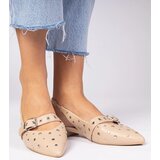 D/CEO marka niezdefiniowana Beige women's pumps with a flat heel and an open heel Salineo | shoptok.hr