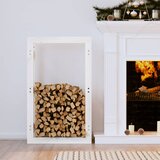 vidaXL Stojalo za drva belo 60x25x100 cm trdna borovina Cene