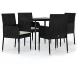  5-dijelni vrtni blagovaonski set s jastucima od poliratana crni Crna Dužina stola 80 cm | Shoptok.si