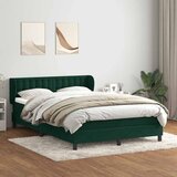 Box Spring krevet s madracem tamno zeleni 160x220 cm baršun | shoptok.hr