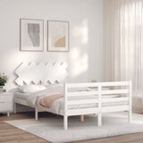 vidaXL Posteljni okvir z vzglavjem bel 120x200 cm trden les Cene