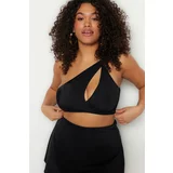 Trendyol Curve Plus Size Bikini Top - Black - Plain