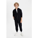 Defacto boys black elastic waist leg pocket jogger school sweatpants Cene